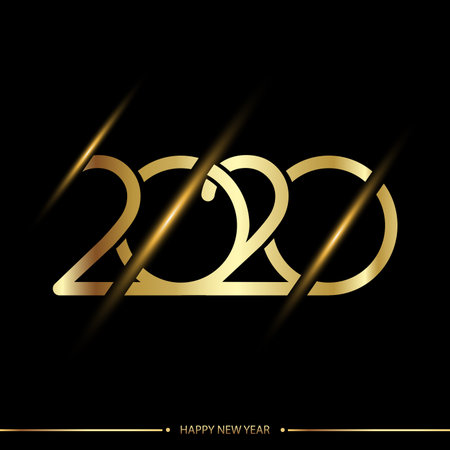 Happy 2020 new year elegant greeting card with gradient text. Vector