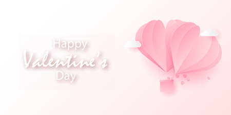 Valentines Day card with flying origami balloons. Vectorのイラスト素材