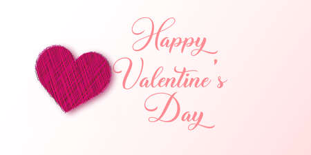 Valentines Day card with red heart and handwriting text. Vectorのイラスト素材