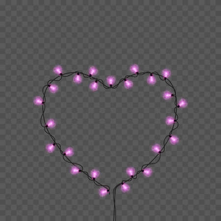 Valentine heart made from electric lamps. Vector.のイラスト素材