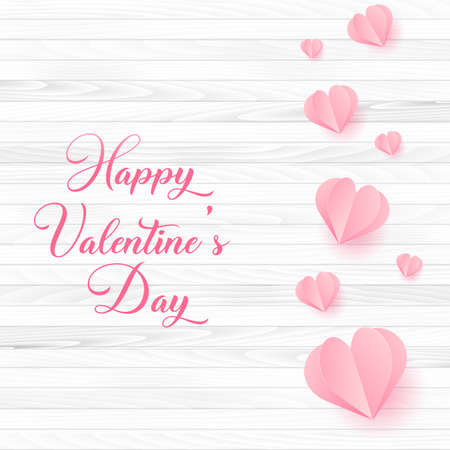 Happy Valentine's Day with falling hearts. Vector illustration.のイラスト素材