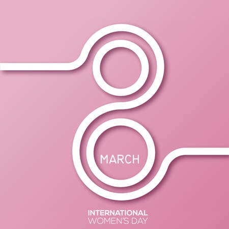 International Women's Day card with paper cut out text. Vector.のイラスト素材