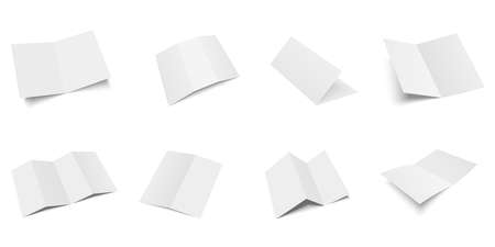 Blank trifold paper brochure mock-up with soft shadows. Vectorのイラスト素材