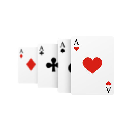 Set of four of a kind aces playing cards. Realistic vector.