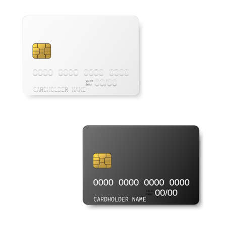 Credit plastic card with emv chip. Mock up. Vector.のイラスト素材