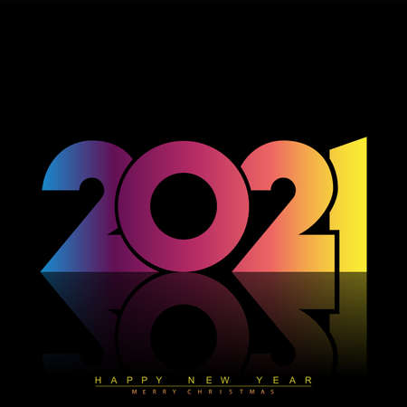 2021 Happy New Year card with gradient text. Vector.のイラスト素材