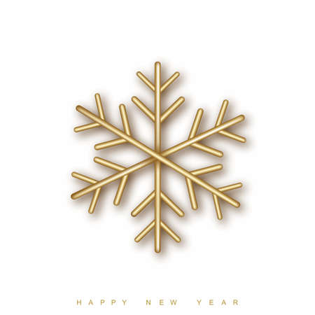 Golden glitter texture snowflake on white background .. Vector illustration.のイラスト素材