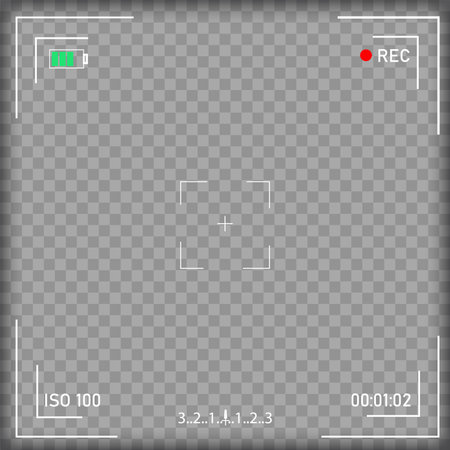 Digital video camera focusing screen with settings. Vector.のイラスト素材