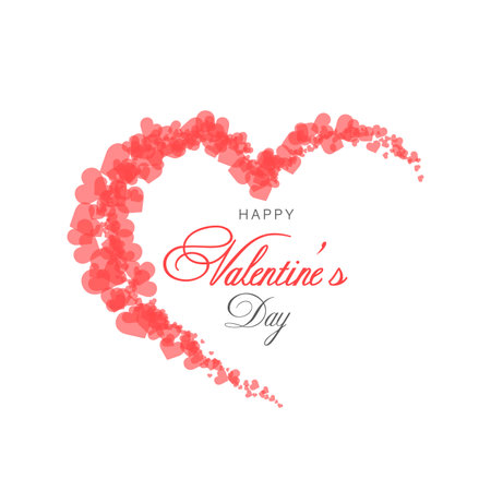 Valentines card with flying pink hearts. Vector.のイラスト素材