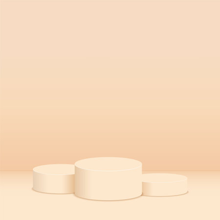 Abstract minimal scene with cylinder podiums. Vector illustration.のイラスト素材