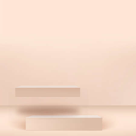 Abstract background with pink geometric 3d podiums. Vector illustration.のイラスト素材