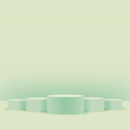 Abstract background with green geometric 3d podiums. Vector illustration.のイラスト素材