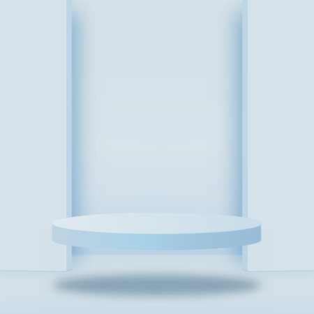 Abstract background with blue geometric 3d podiums. Vector illustration.のイラスト素材