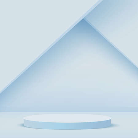 Abstract background with blue geometric 3d podiums. Vector illustration.のイラスト素材