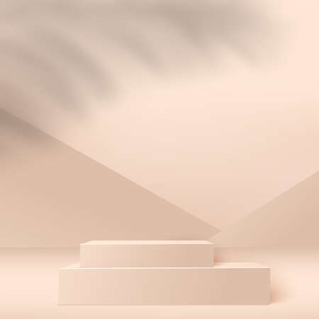 Abstract background with pink geometric 3d podiums. Vector illustrationのイラスト素材