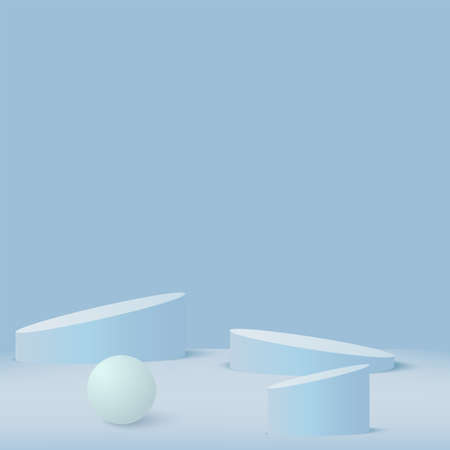 Abstract background with blue color geometric 3d podiums. Vector.のイラスト素材