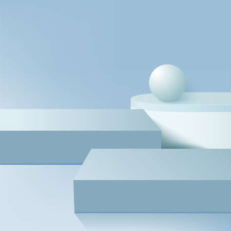 Abstract background with blue color geometric 3d podiums. Vector illustration.のイラスト素材