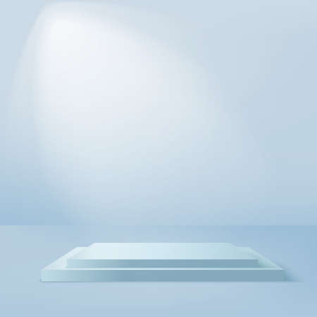Abstract background with blue color geometric 3d podiums. Vector illustration.のイラスト素材