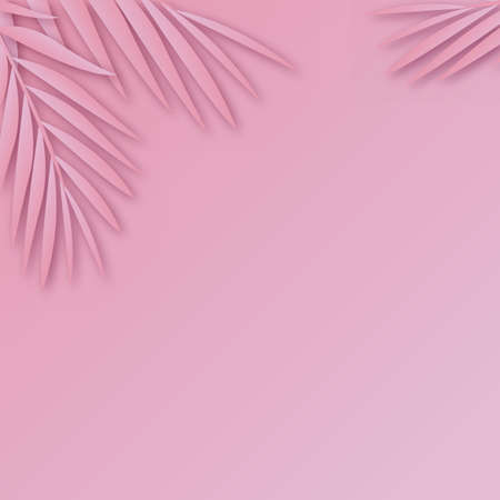 Tropical paper palm leaves frame with soft shadow. Vector.のイラスト素材