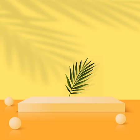 Abstract background with yellow geometric 3d podiums. Vector illustrationのイラスト素材