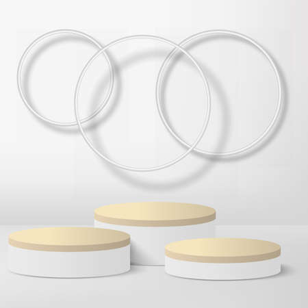 Abstract background with white geometric 3d podiums. Vector illustrationのイラスト素材