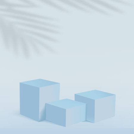 Abstract background with blue color geometric 3d podiums. Vector illustrationのイラスト素材