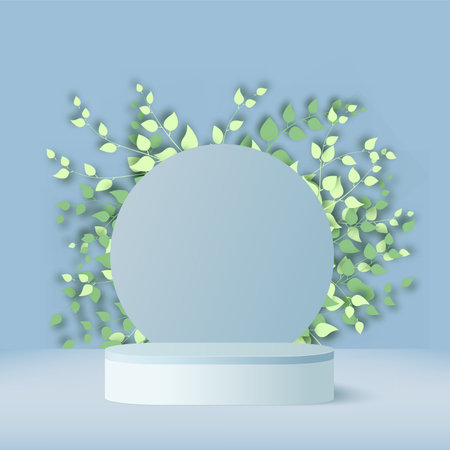 Abstract background with blue color geometric 3d podiums. Vector illustrationのイラスト素材