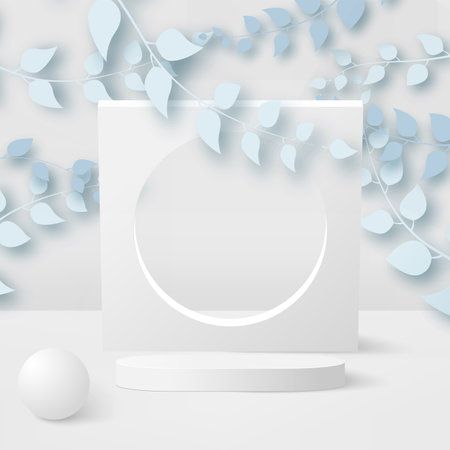 Abstract background with white geometric 3d podiums. Vector illustration.のイラスト素材