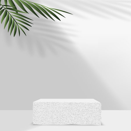 Abstract background with white color geometric 3d podiums. Vector illustration.のイラスト素材