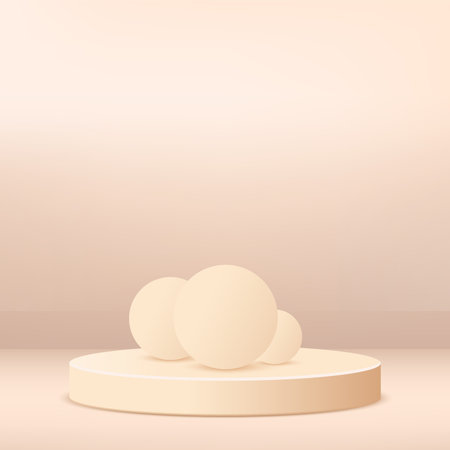 Products display 3d background podium scene with cream color shape geometric platform. Vector illustration.のイラスト素材