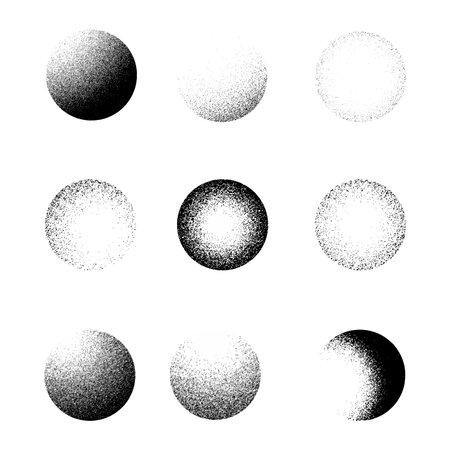 3D dotwork spheres. Vector.