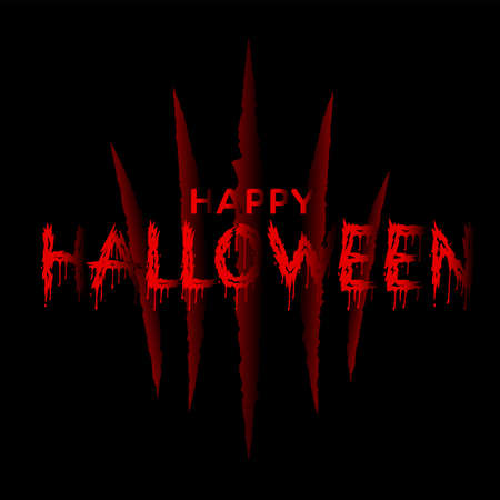 Happy Halloween background with red claw scrach. Vector.のイラスト素材