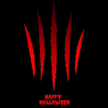 Happy Halloween background with red claw scrach. Vector.のイラスト素材