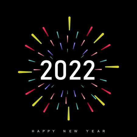 Happy New Year 2022 text design. Brochure template design, postcard, banner. Vector.のイラスト素材