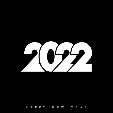 Happy New Year 2022 text design. Brochure template design, postcard, banner. Vector.のイラスト素材