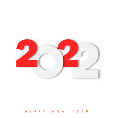 Happy New Year 2022 text design. Brochure template design, postcard, banner. Vector illustration