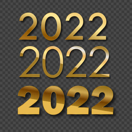 3D 2022 golden numbers for greeting card. Vectorのイラスト素材