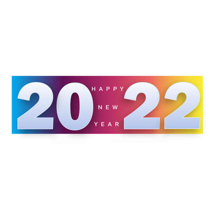 2022 Happy New Year card with gradiet background and white numbers. Vector.のイラスト素材