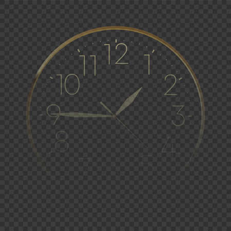 Golden New Year's clock on a transparent background. Vector.のイラスト素材