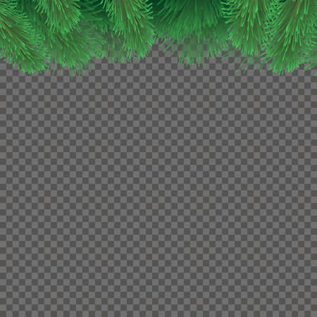 Christmas frame with pine branches frame on transparent background. Vector illustrationのイラスト素材