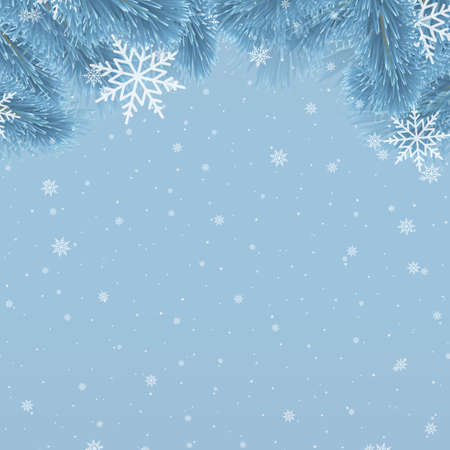 Christmas card with pine branches frame. Vector illustrationのイラスト素材