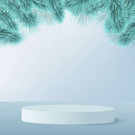 Happy New Year or Christmas background with blue podium. Vectorのイラスト素材