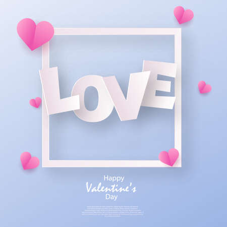 Concept of love and Valentine day with paper love text. Vectorのイラスト素材