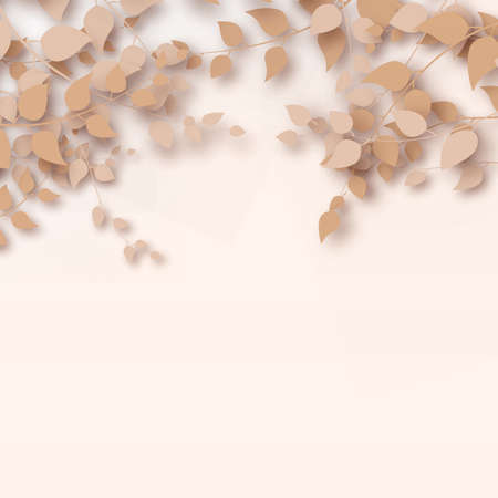 Abstract background with 3D branches and leaves. Vector.のイラスト素材