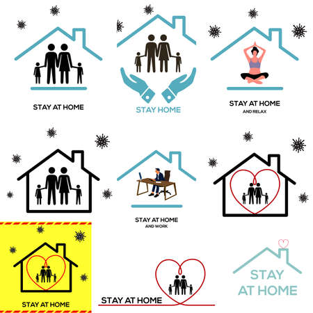Set of awareness signs social media campaign and prevention coronavirus. vector illustrationのイラスト素材