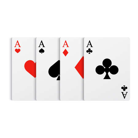 Set of playing cards, ace of four suits. vector illustrationのイラスト素材