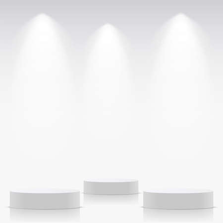 White color podium with spotlights for presentation. vector illustrationのイラスト素材