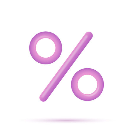 3d purple percent icon, sign. vector illustrationのイラスト素材