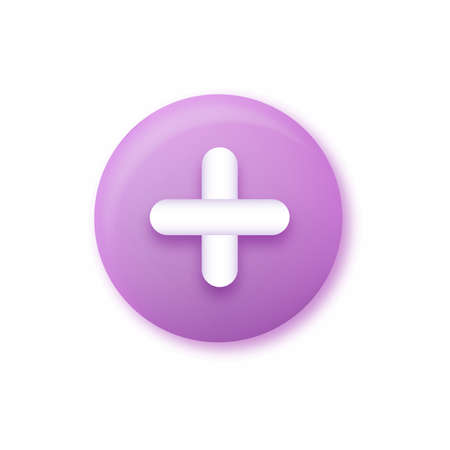 3d puple plus, add button. vector illustrationのイラスト素材