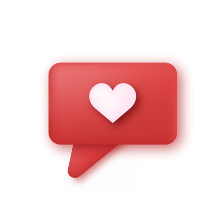 3d red heart message button. vector illustration